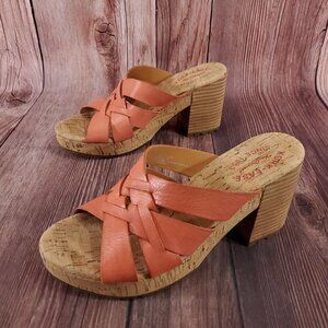 *Flaw* Kork Ease Charis Womens 8 M Orange Kerala Chunky Block Sandals KE0011408